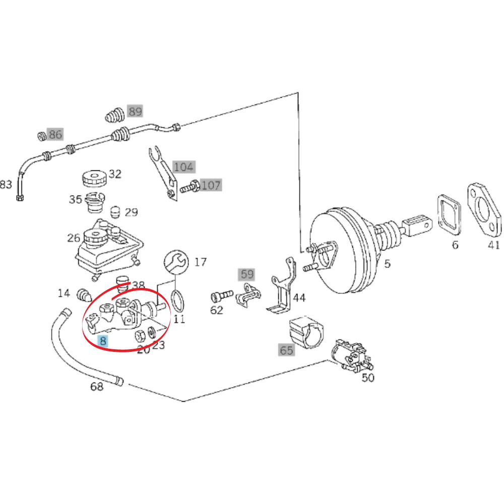 Mercedes Benz BBR Brake Master Pump W124 UTC>92 W202 UTC 0054302401 0044303901 0044303401 0236055 03202308253 0011000012