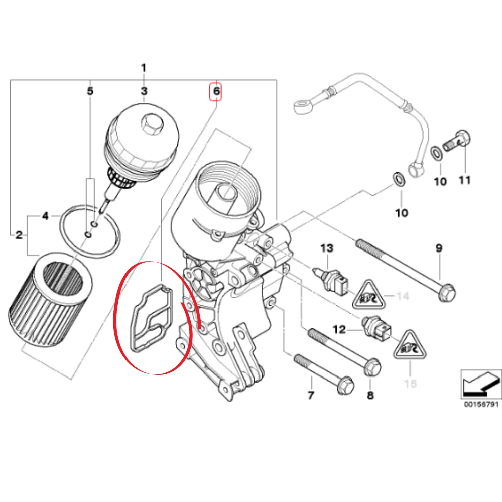 BMW M50/M52/M54 E36 E46 E34 E39 E60/61/65/66 E38 X3-E83 X5-E53 Z3 Z4 OIL FILTER Housing SEAL 11421719855