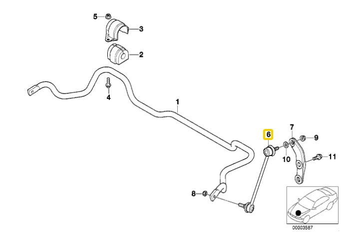 Lemforder Front Stabilizer Linkage / Torsion Bar Tie Rod Right BMW E39 31351095662 31351091856 1328402