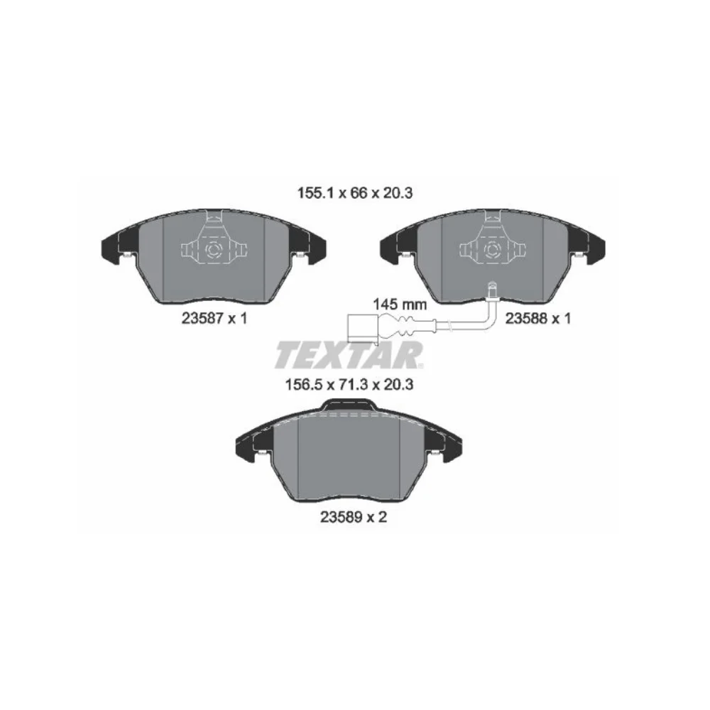 Audi TT Coupe VW-SCO 2.0 -09' PST 07' 13' PST CC 11' Textar Front Brake Pad Set W-Sensor 2358701 3C0698151C 5C0698151A 5