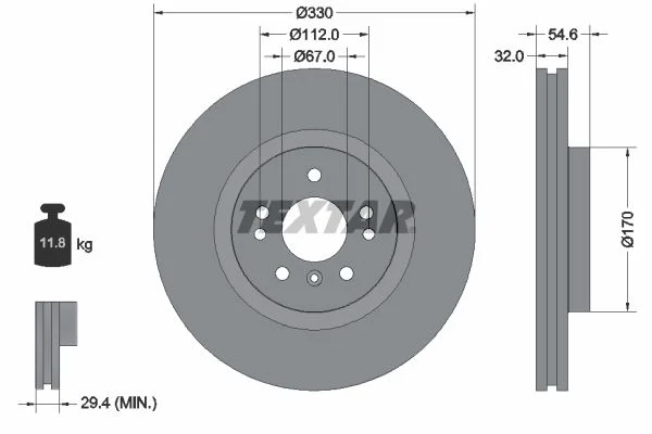 Mercedes Benz Textar Front Brake Disc W164 W251 1644211312 1644210412 0155212097/PD 0835212097/PD 92150605