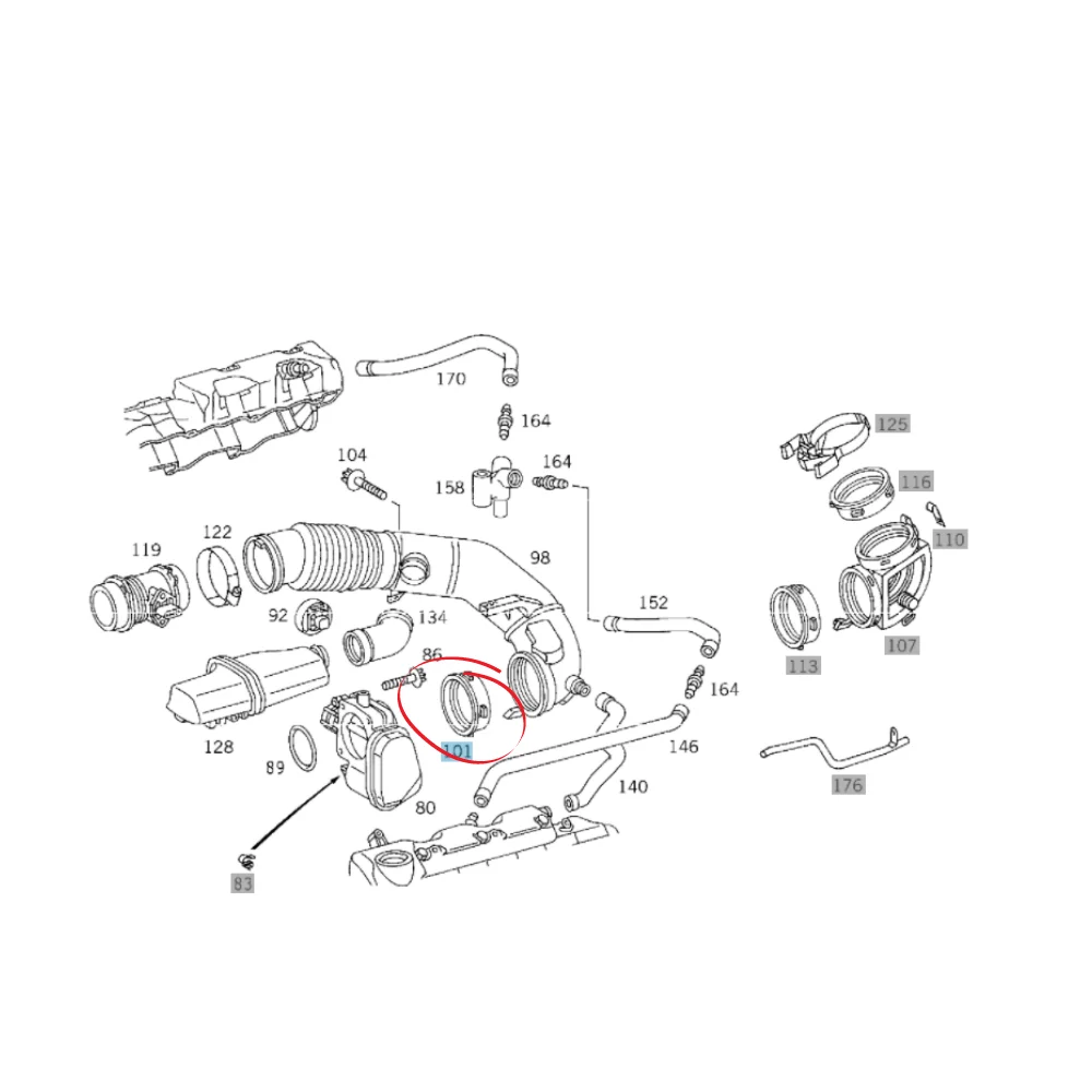 Mercedes Benz Original Throttle Body To Intake Line Gasket M112 1121590080