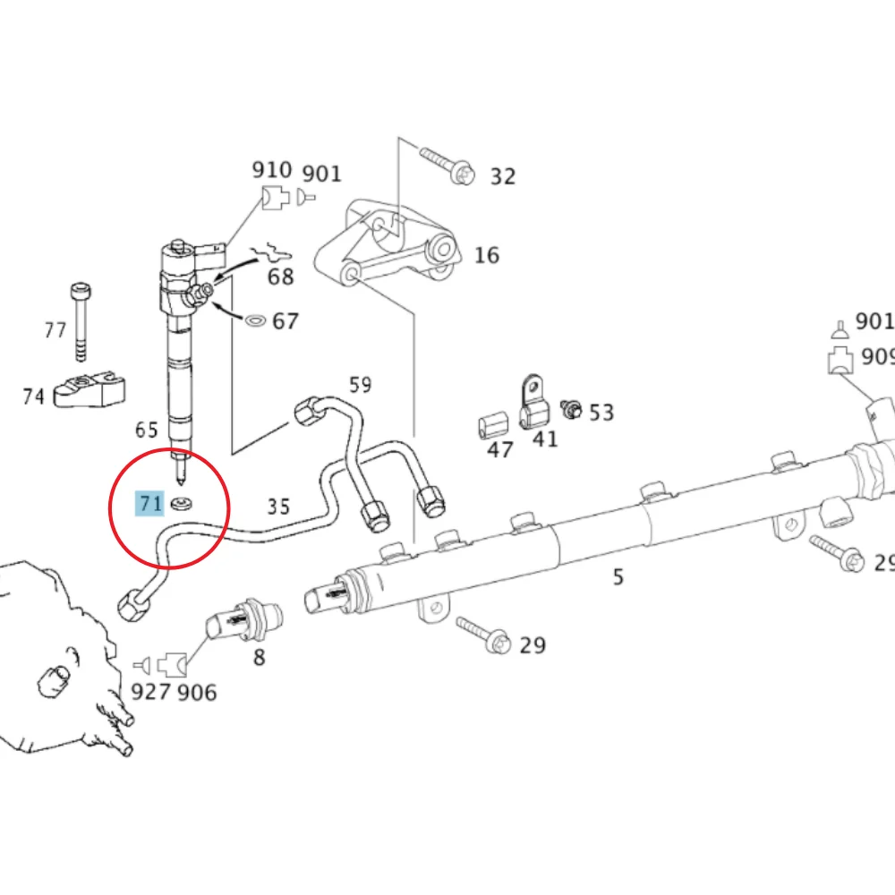 Mercedes Benz Trucktec Fuel Injection Nozzle CU Seal Ring M611 M612 M646 M647 M648 6110170060 6010171360 0210078