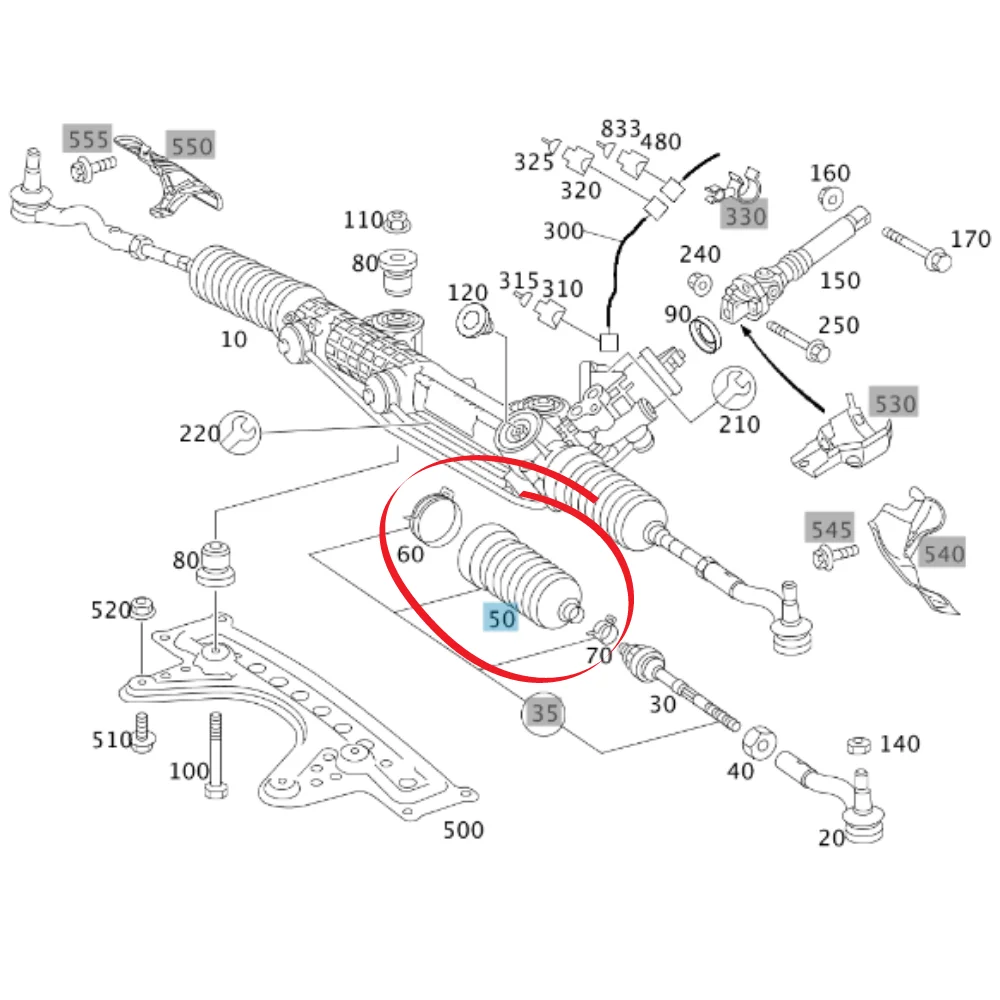 Mercedes Benz Meyle Steering Rack Boot W203 W171 W209 W211 2034630296 1714630096 2034602300 0146200002 2034630396