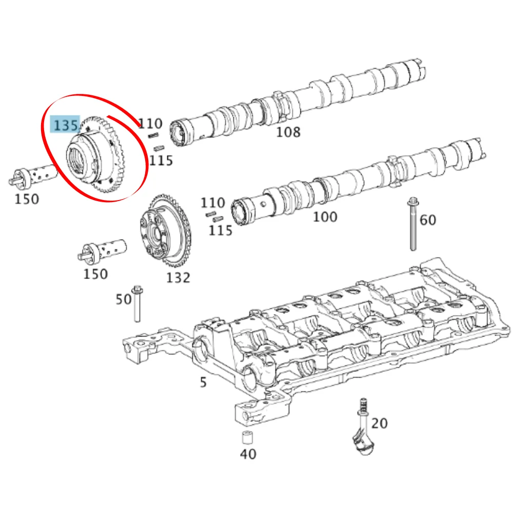Mercedes Benz Automitive-Tronic Exhaust Camshaft Adjuster Gear R/H CGI M271-820/860/861 2710503447 2710502647 2710503047