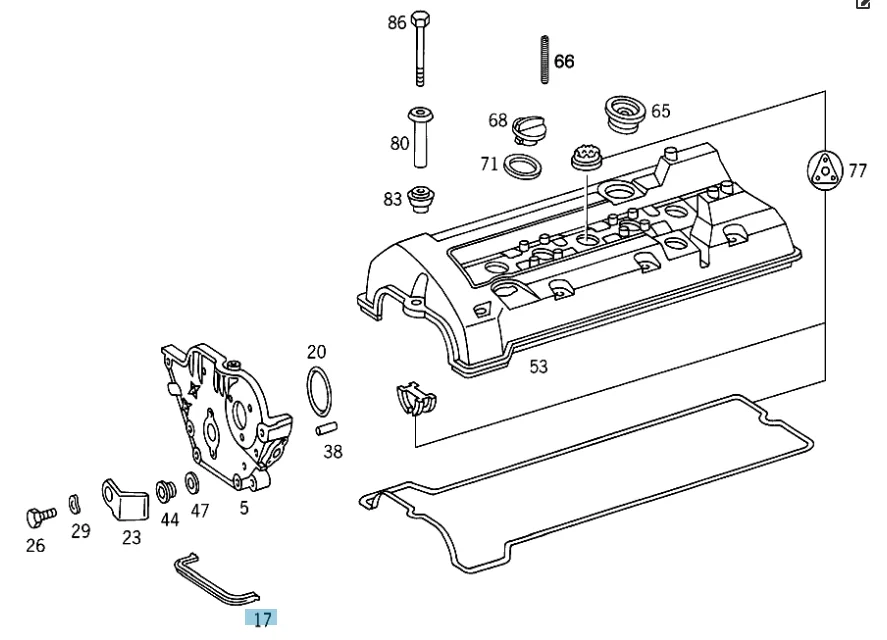 Mercedes Benz Elring Valve Cover Gasket M104 1040150120 1040150220 761444