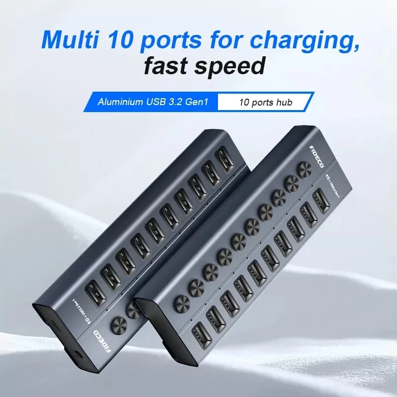 FIDECO Hub USB Alimentado de 72W, Hub USB Activo con 1 PD 45W, 2 Puertos de Carga QC 3.0 y 4 Puertos USB 3.2 (2 USB-A + 2 USB-C), 10Gbps Hub USB-C FIDECO Hub USB Alimentado de 72W, Hub USB Activo con 1 PD 45W, 2 Puertos de Carga QC 3.0 y 4 Puertos USB 3.2 (2 USB-A + 2 USB-C), 10Gbps Hub USB-C