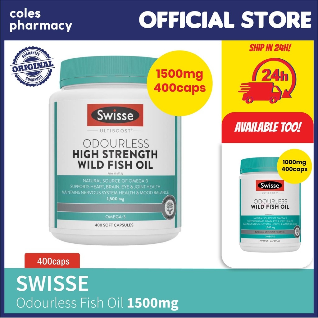 Swisse Odourless High Strength Wild Fish Oil 1500mg 400 Capsules