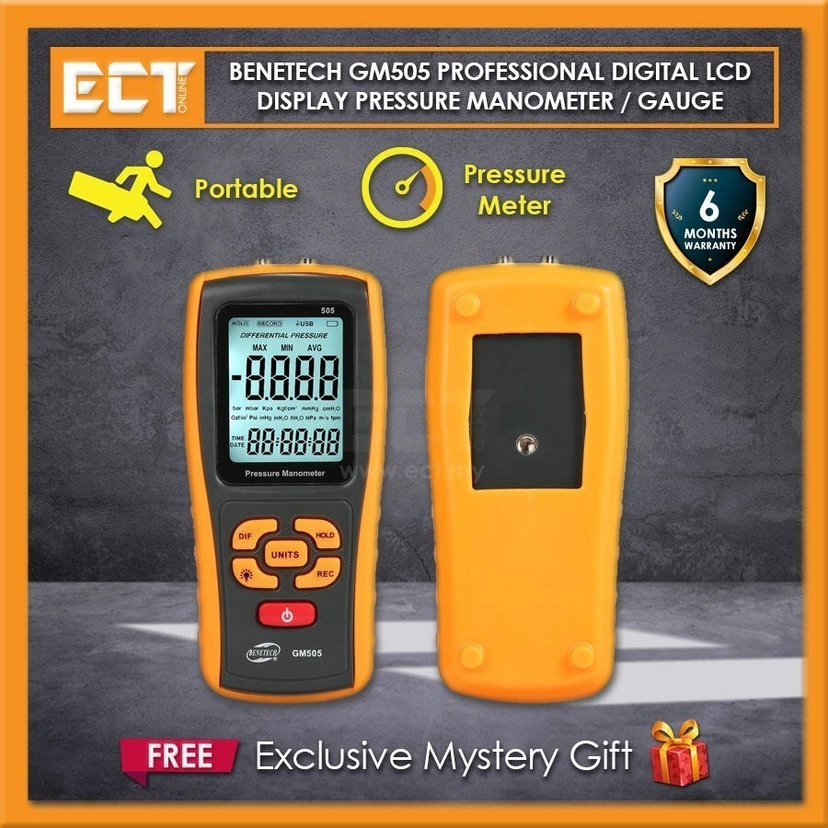 Netech Manometer Benetech GM505 Professional Digital LCD Display Pressure Manometer ...