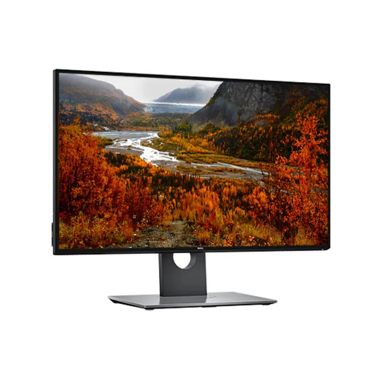 Dell U2717D UltraSharp 27 Inch QHD InfinityEdge LED Monitor featuring 2560x1440 resolution, ultra-thin border design, and factory-calibrated color accuracy for dual-display professional workstations.