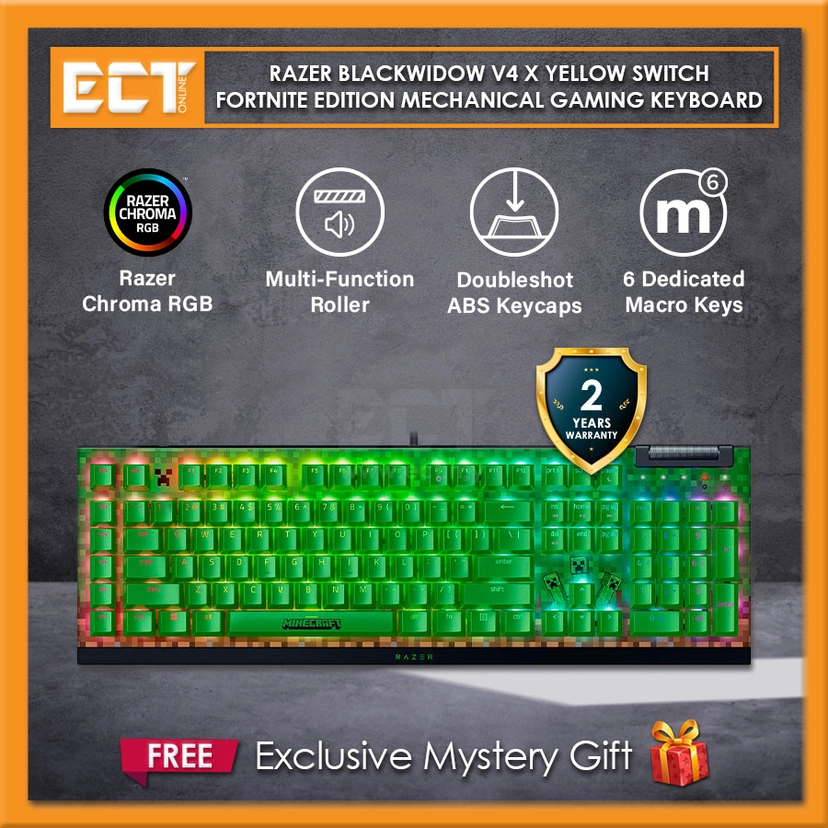 Minecraft Razor Keyboard Razer BlackWidow V4 X Green Switch Minecraft Edition Mechanical Gaming ...