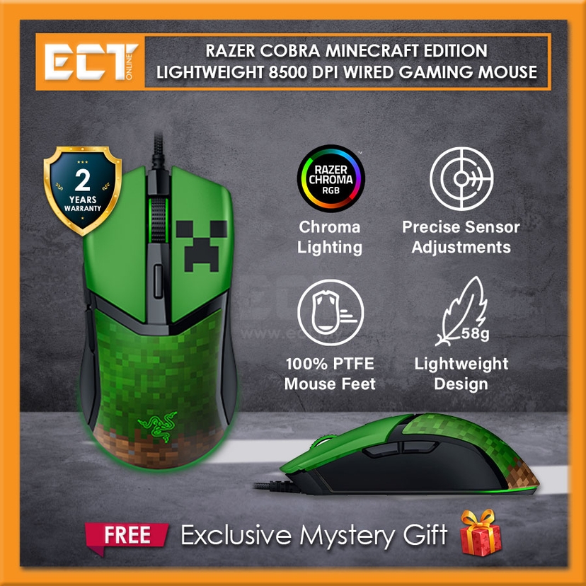 Razer Cobra Minecraft Edition Lightweight 8500 DPI Wired Gaming Mouse ...