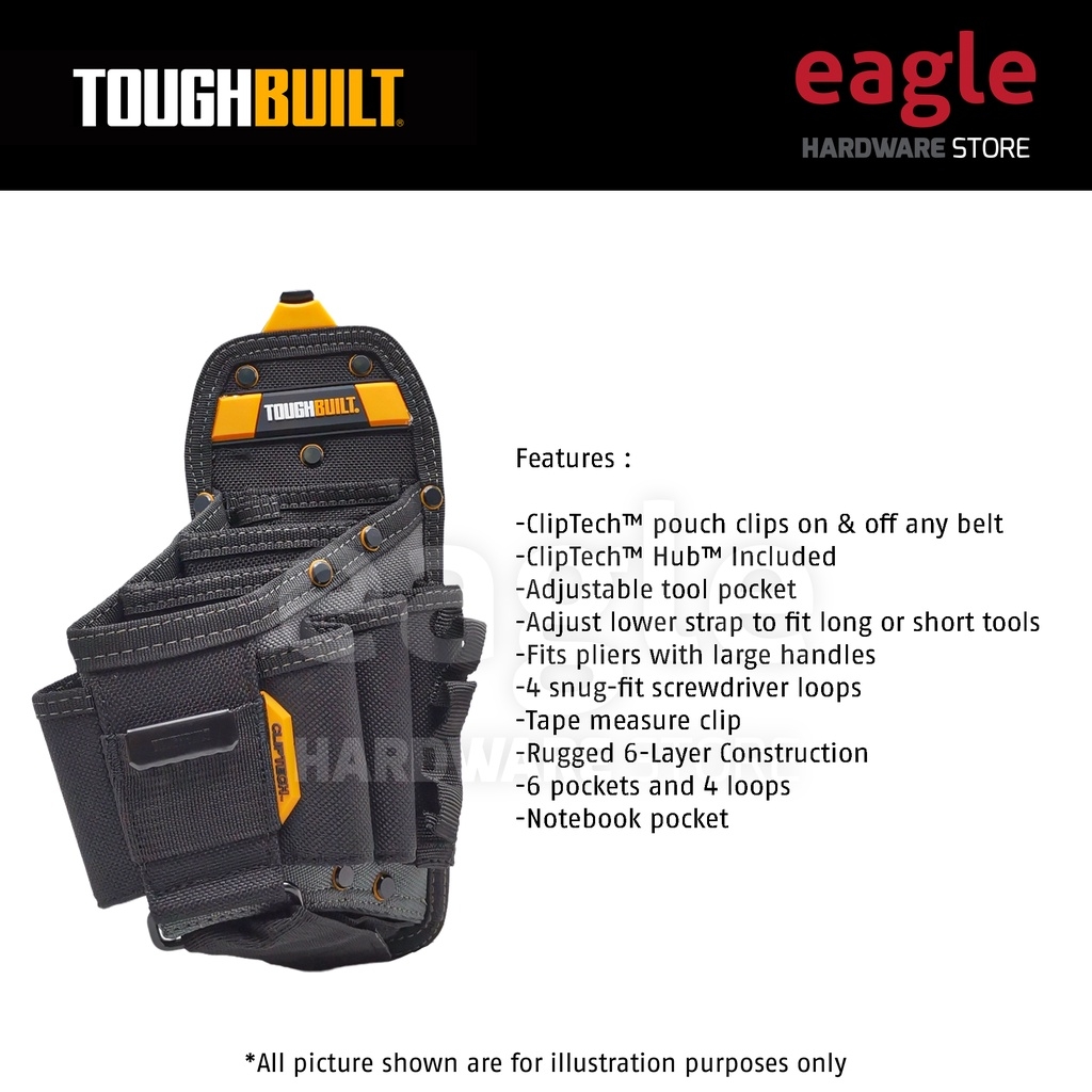 Tool Pouch ToughBuilt Technician Pocket Pouch 14 Pockets TB CT