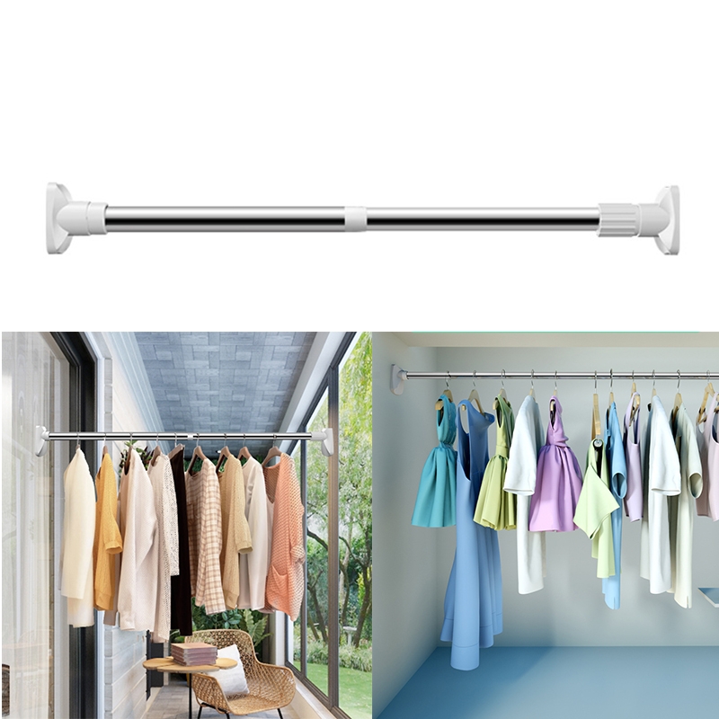 Adjustable Hang Curtain Rod Free Punching Drying Laundry Pole 90-160cm Penyangkut Langsir