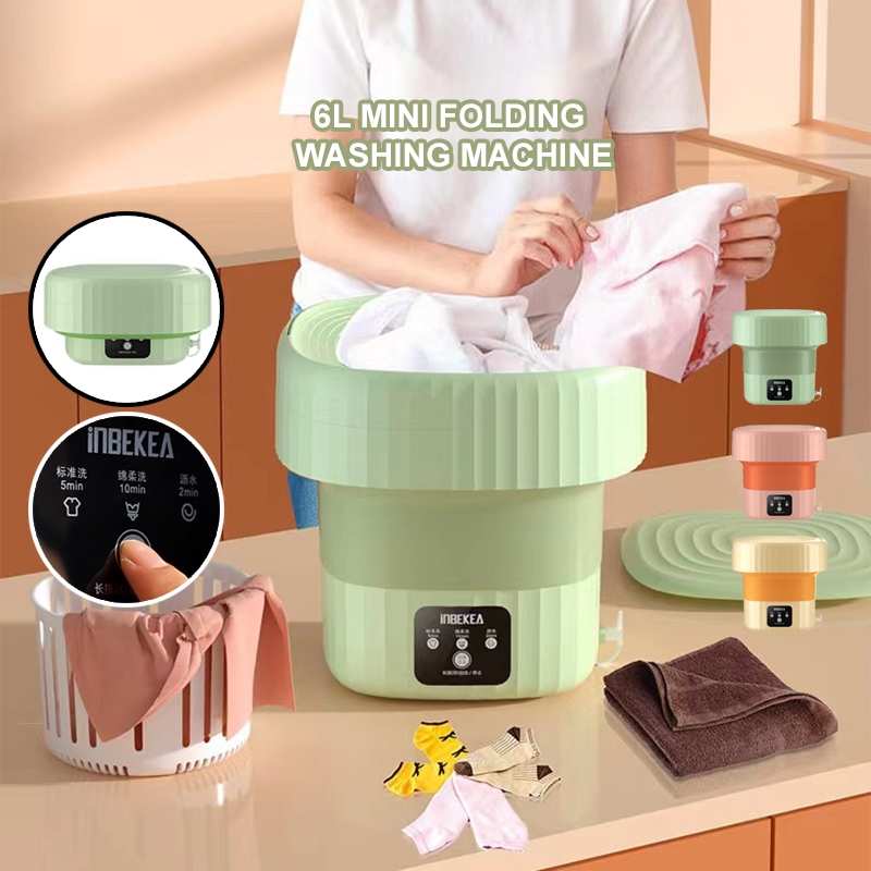 6L Portable Folding Mini Washing Machine Automatic Laundry Small Washer With Drain