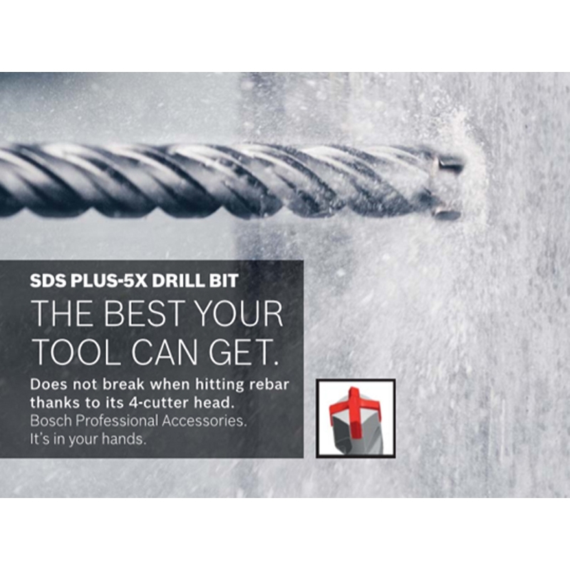 BOSCH SDS-Plus 5X Masonry Reinforced Concrete Hammer Drill Bit (16mm x 150mm x 210mm) 2608833825