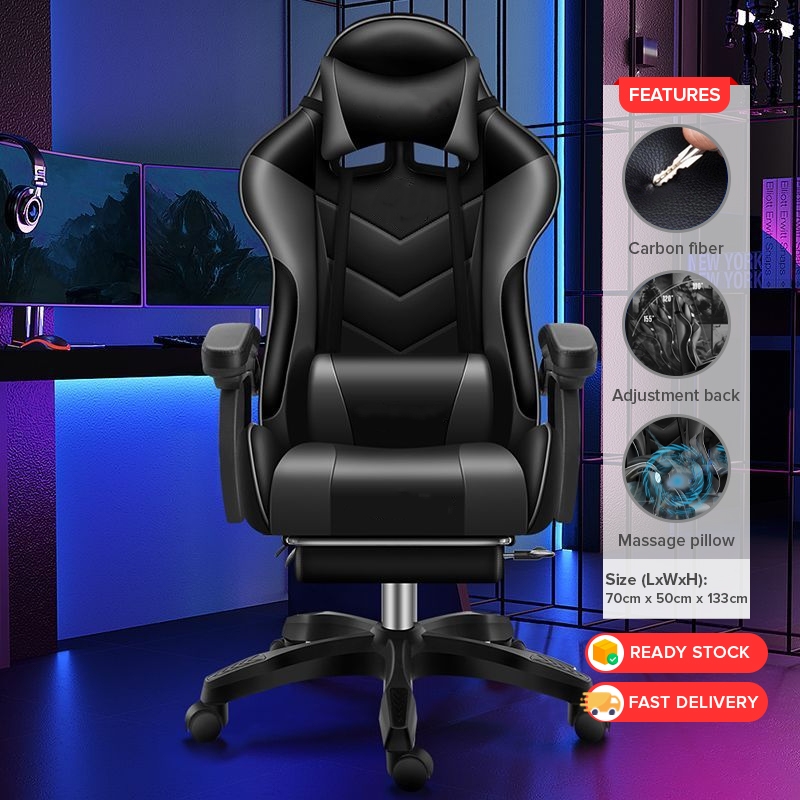 PU Leather High Back Adjustable Ergonomic Racing Gaming Chair