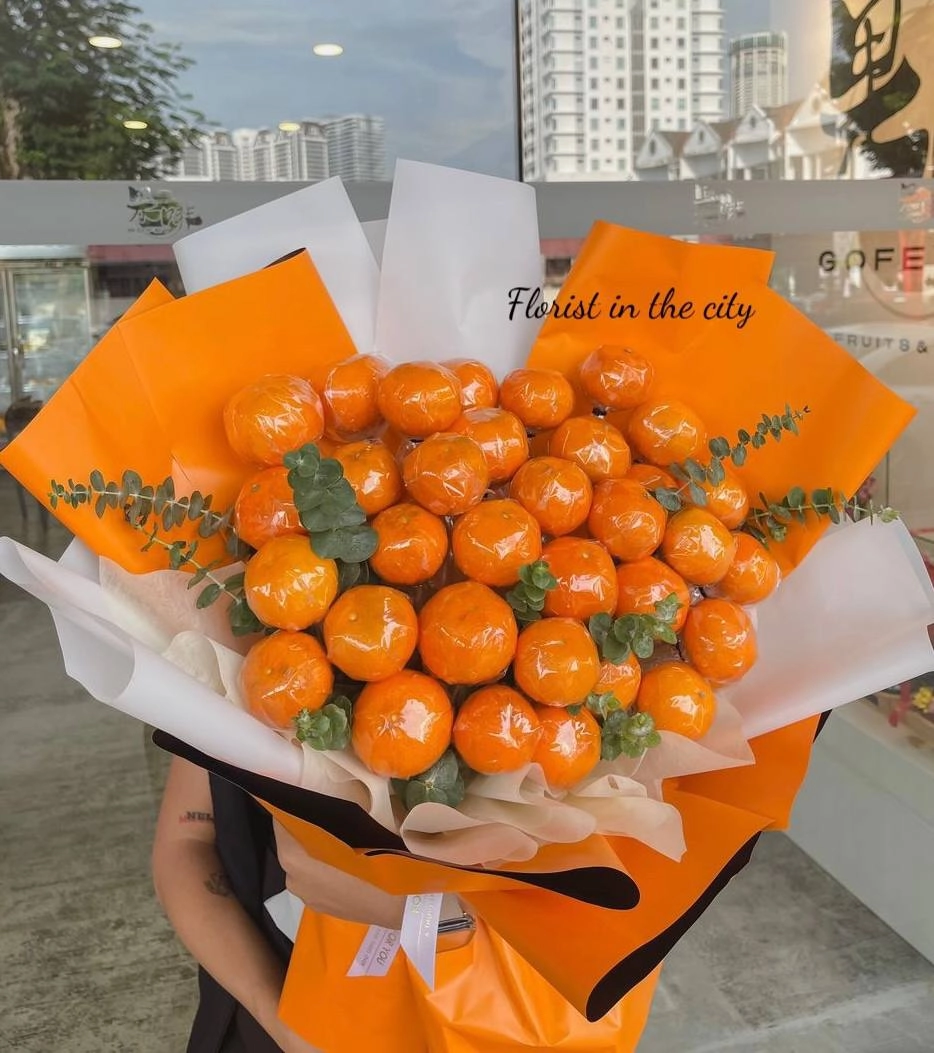FITC Fruits Bouquet Fresh Mandarin Orange 36 pcs Green Plant Society