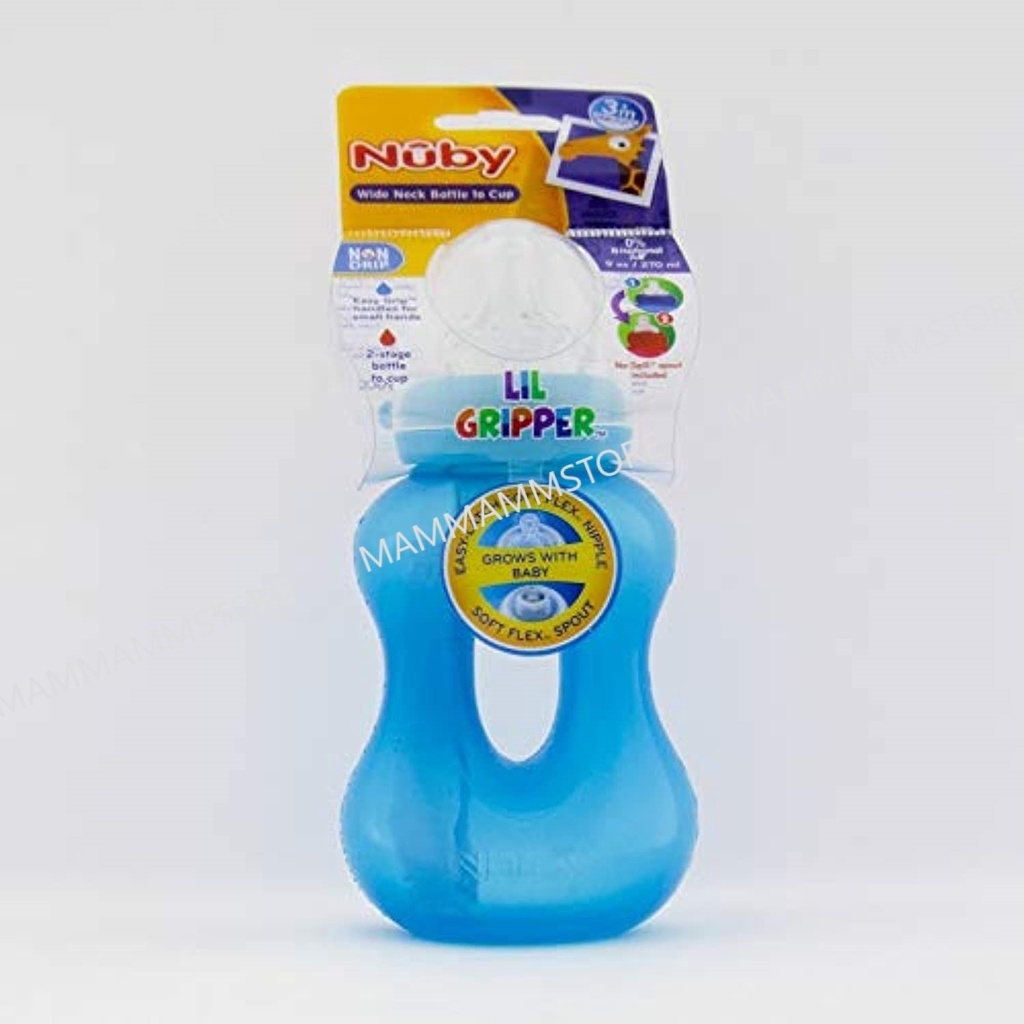 Nuby No Spill Wide Neck Gripper Pal Bottle 270ml NB1239 for months