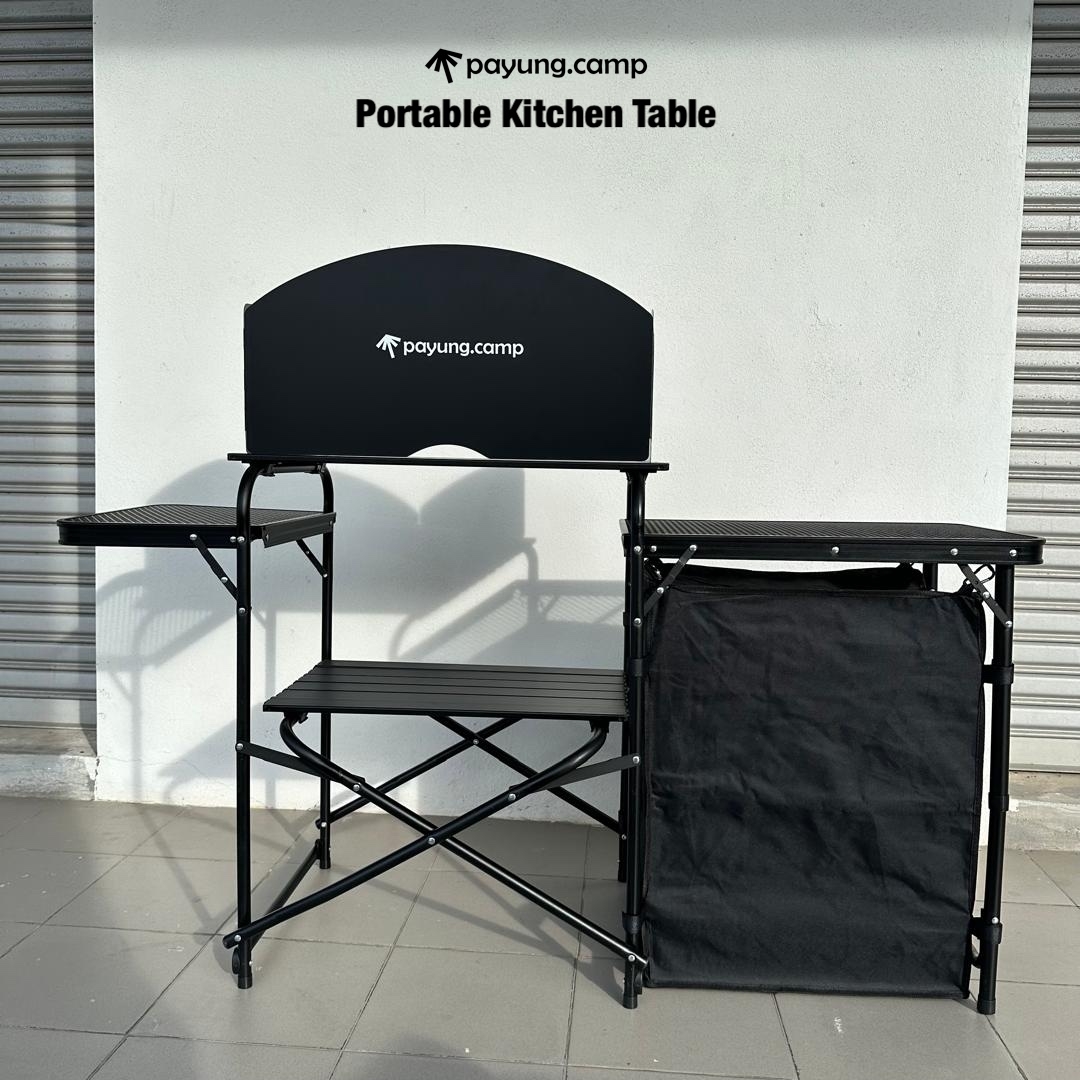 MOUNTAINHIKER Portable Camping Kitchen Table with Wind Shield and