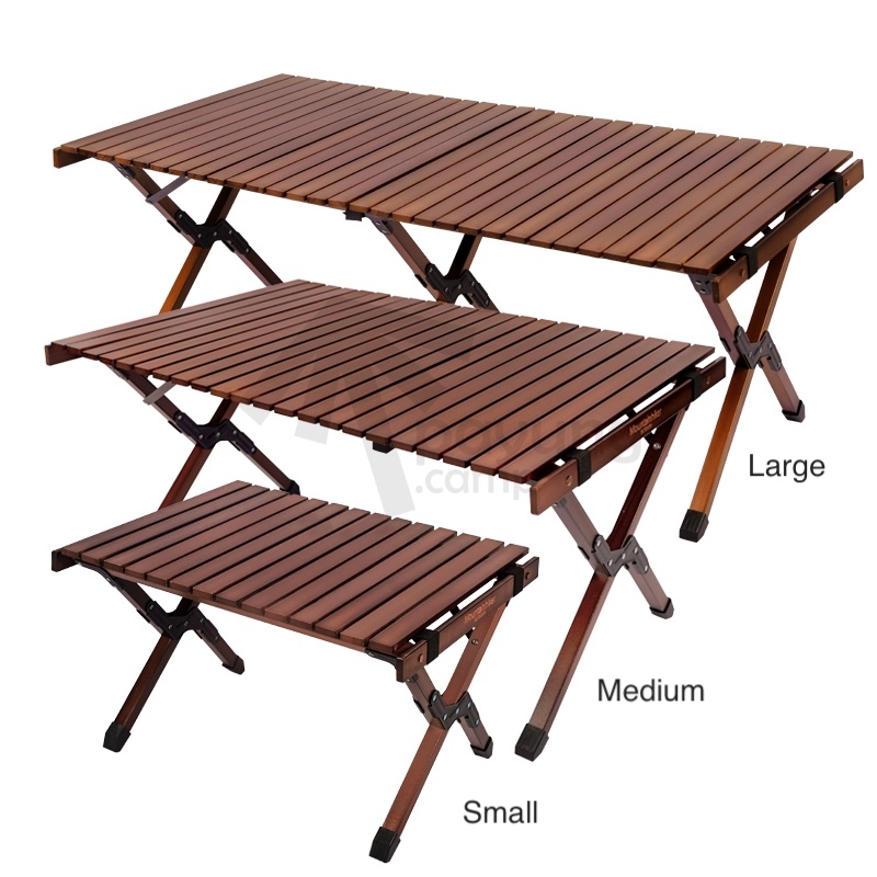 MOUNTAINHIKER Solid Beech Wood Egg Roll Camping Table With Canvas