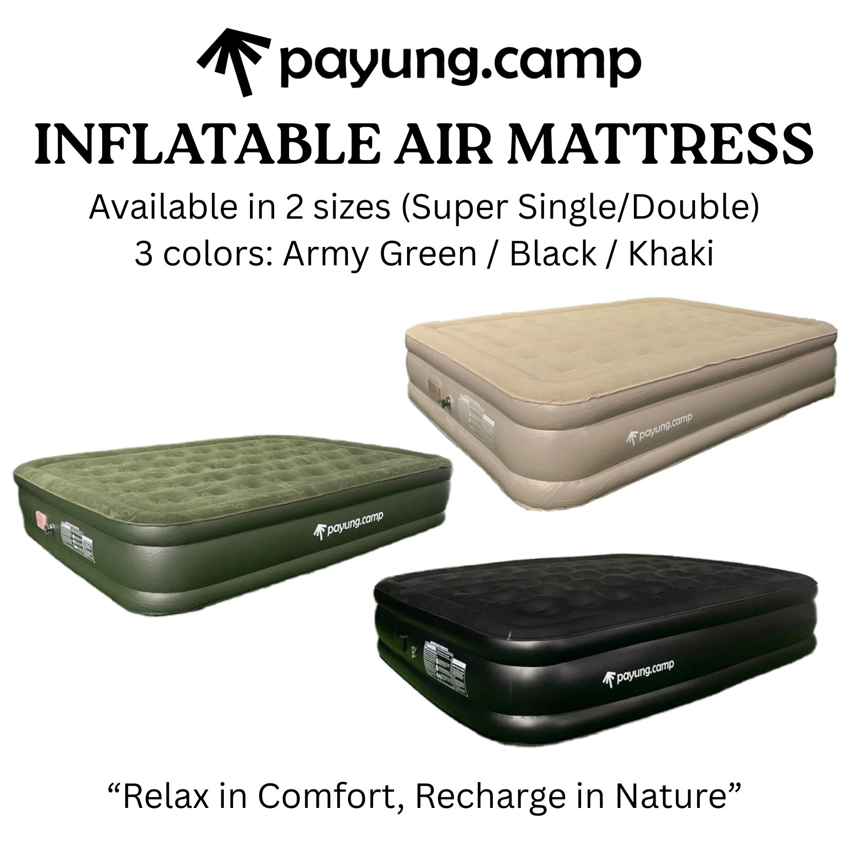 Inflatable air bed mattress single double size with
