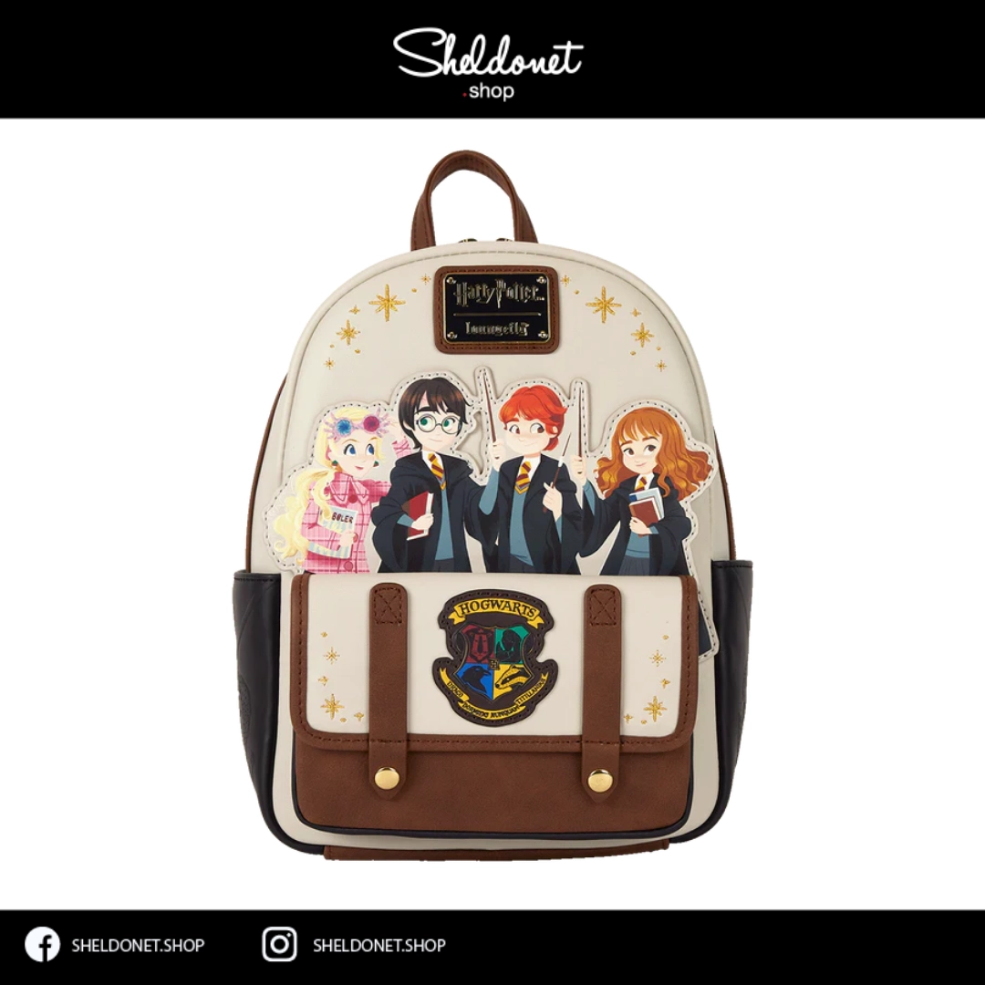 hermione granger mini backpack Loungefly x Harry Potter Wand GeekCore Made from durable polyester and PU leather Loungefly Harry Potter Trilogy Triple