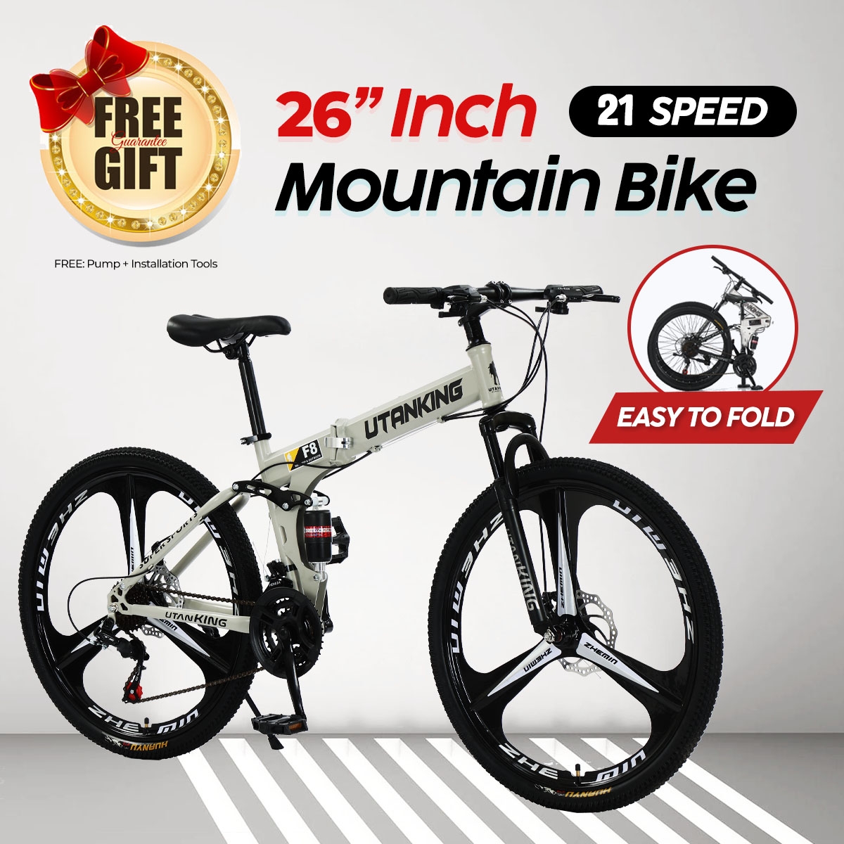 UtanKing™ 26” Inch Wheel 21 Speed Gear Mountain Bikes Double