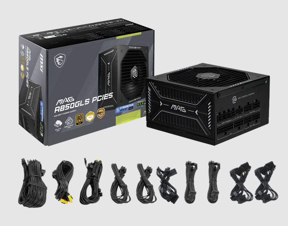 MSI MAG A850GLS ATX3.1 (PCIE 5.1) 80+ GOLD FULL MODULAR POWER SUPPLY