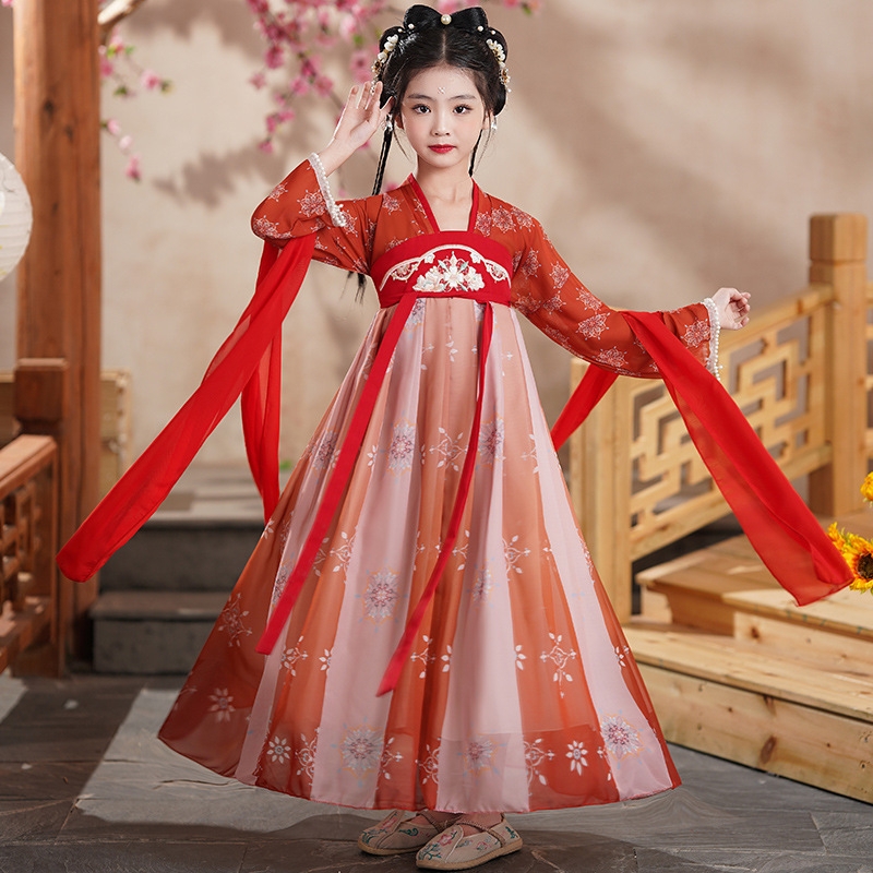 DaiDai | Girl Hanfu Dress Red & White Traditional Costume for Kids (213 Years) | DAIDAI Cheongsam DaiDai | Girl Hanfu Dress Red & White Traditional Costume for Kids (213 Years) | DAIDAI Cheongsam