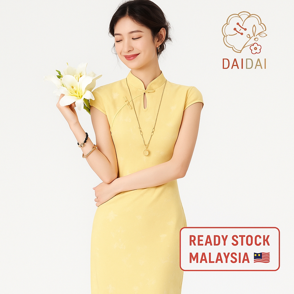 DaiDai Ready Stock Yellow Cheongsam Dress Women Elegant Slim Fit Modern Qipao Outfit | DAIDAI Cheongsam DaiDai Ready Stock Yellow Cheongsam Dress Women Elegant Slim Fit Modern Qipao Outfit | DAIDAI Cheongsam