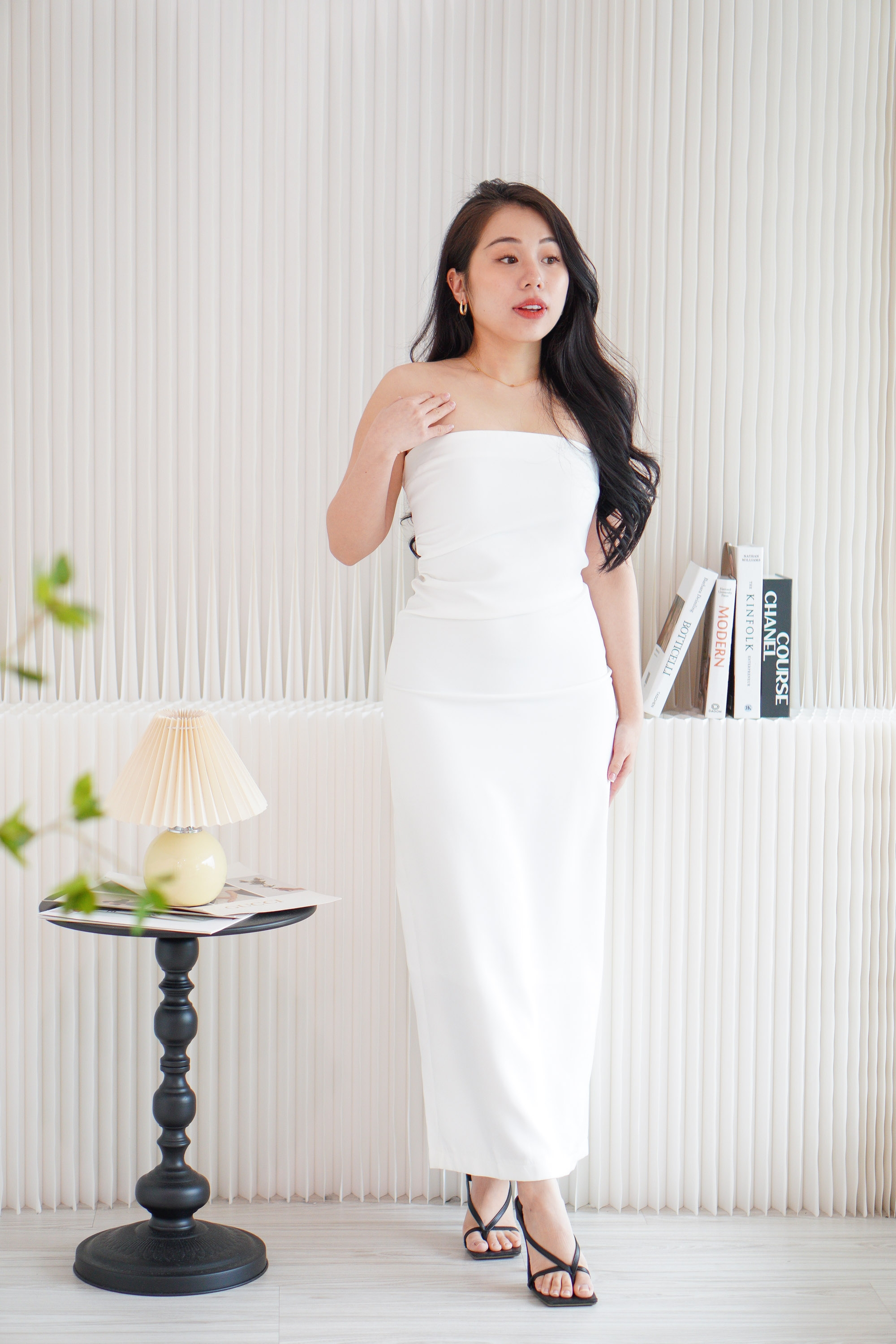 Lime Storm Tube Maxi Dress in White | Bash Lime Storm Tube Maxi Dress in White | Bash