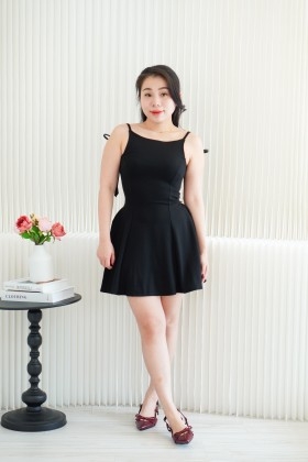 Mabelle A-Line Structured Mini Dress in Black | Bash Mabelle A-Line Structured Mini Dress in Black | Bash