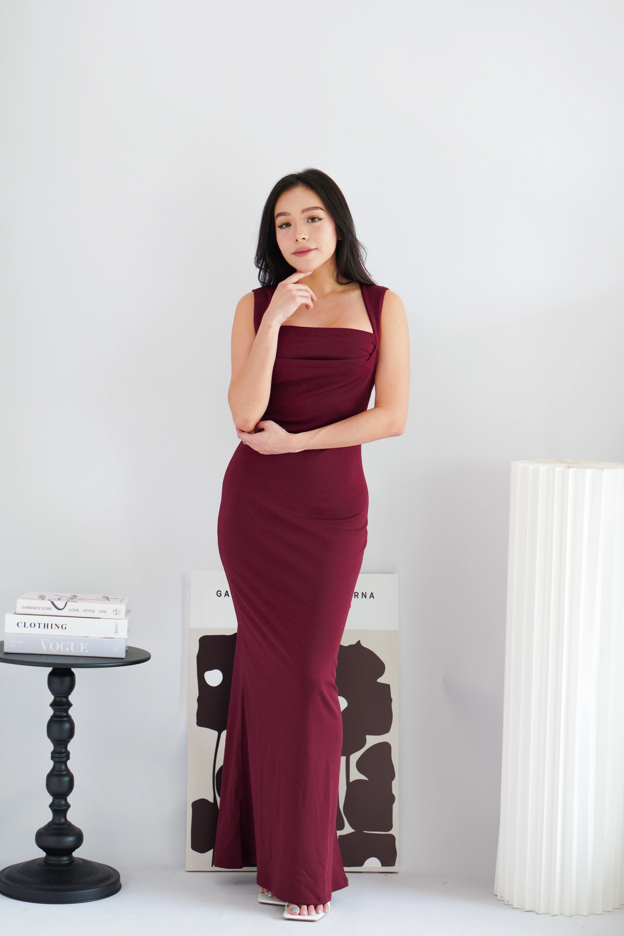 red square neck bodycon dress Rihoas Square Neck Ribbed Midi Dress for Women, Red / S