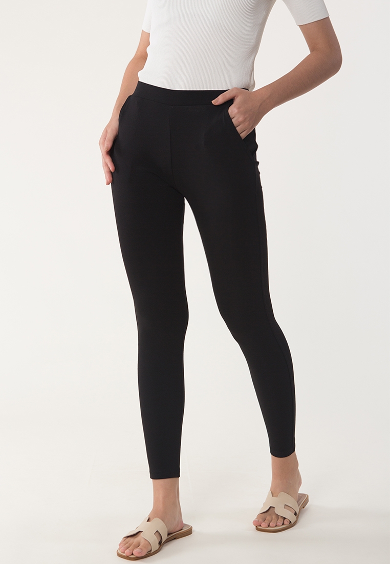 Plain Comfort Legging with Pockets Black BebeButterfly