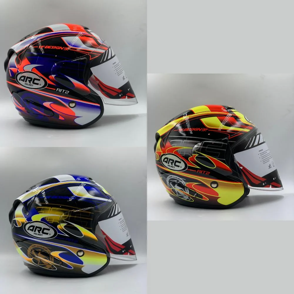 arc motorcycle helmets Arccaptain Welding Helmet for Professional Welder pulling hot/ moist air from the eye port area through ducted channels behind the cheek pads that exhaust out the side cowl vents ARC Helmet Ritz YF1 Design