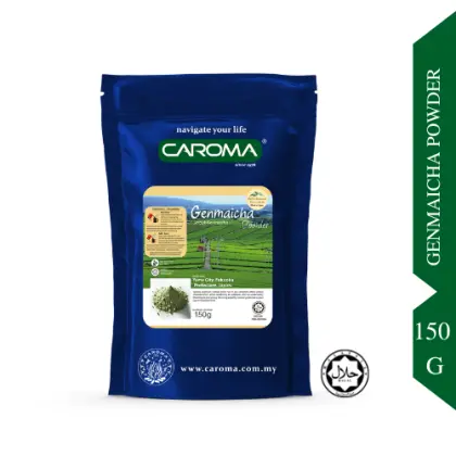 Caroma Genmaicha Powder packet, traditional roasted rice and green tea blend.-1
