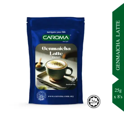 Caroma Genmaicha Latte, a creamy blend of roasted rice and green tea.