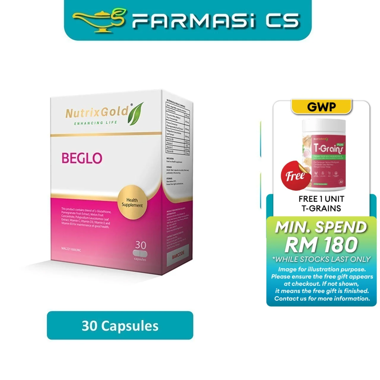 NutrixGold Beglo 30 Capsules– Daily UV Protection for Healthy Skin