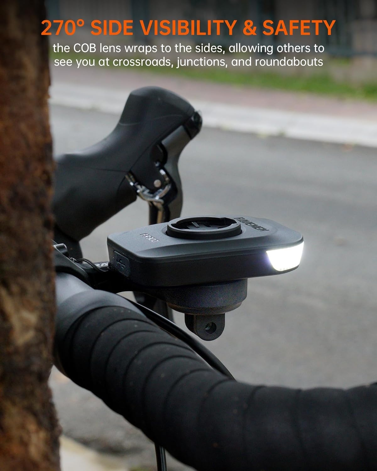 Éclairage avant vélo Ravemen FR160 ALU avec support GPS intégré GARMIN Éclairage avant vélo Ravemen FR160 ALU avec support GPS intégré GARMIN