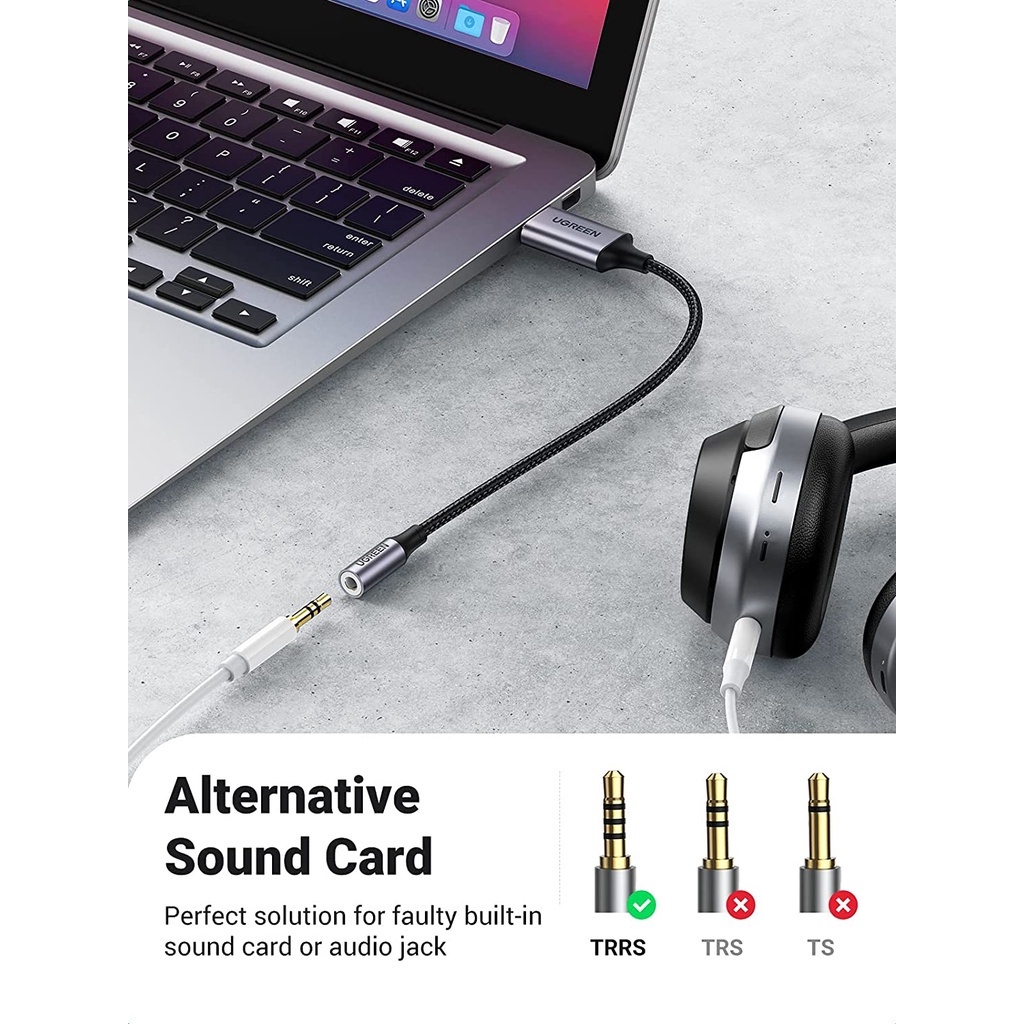 UGREEN USB to Audio Jack USB A Sound Card Adapter Mic