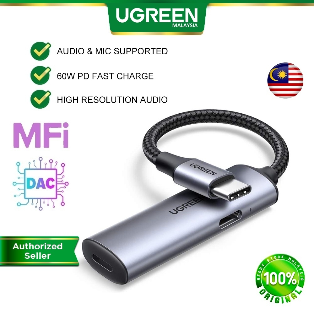 UGREEN USB C to Lightning MFi Headphone Earphones Adapter 60W PD