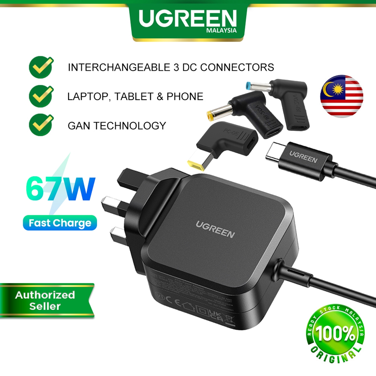 UGREEN 67W Universal Power Adapter USB C Fast Charge Compatible