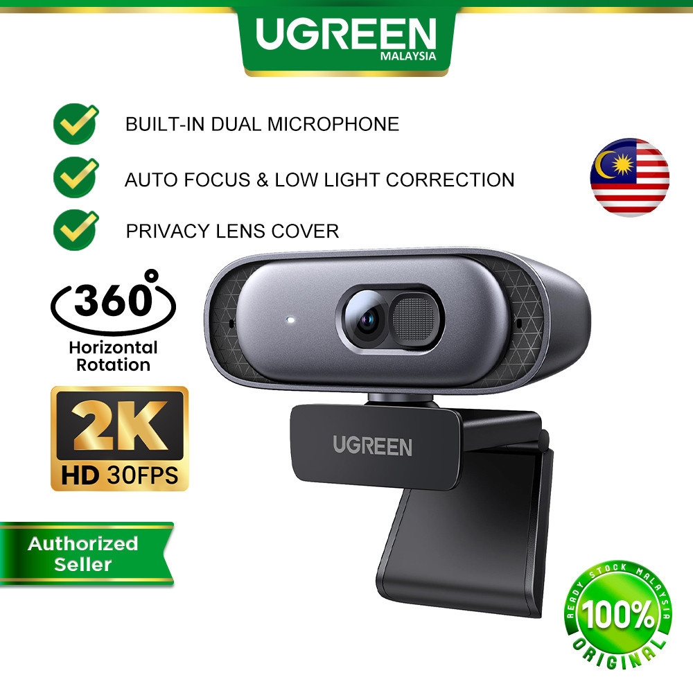 UGREEN 2K HD 1080FHD Webcam Live Stream Camera with Stereo