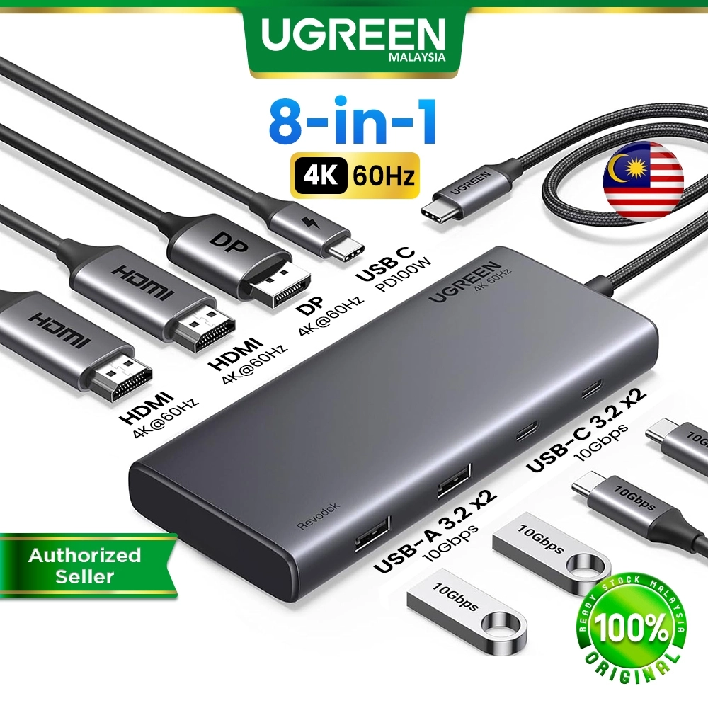 UGREEN IN USB C Hub with Dual HDMI 4K 60Hz VGA DisplayPort DP
