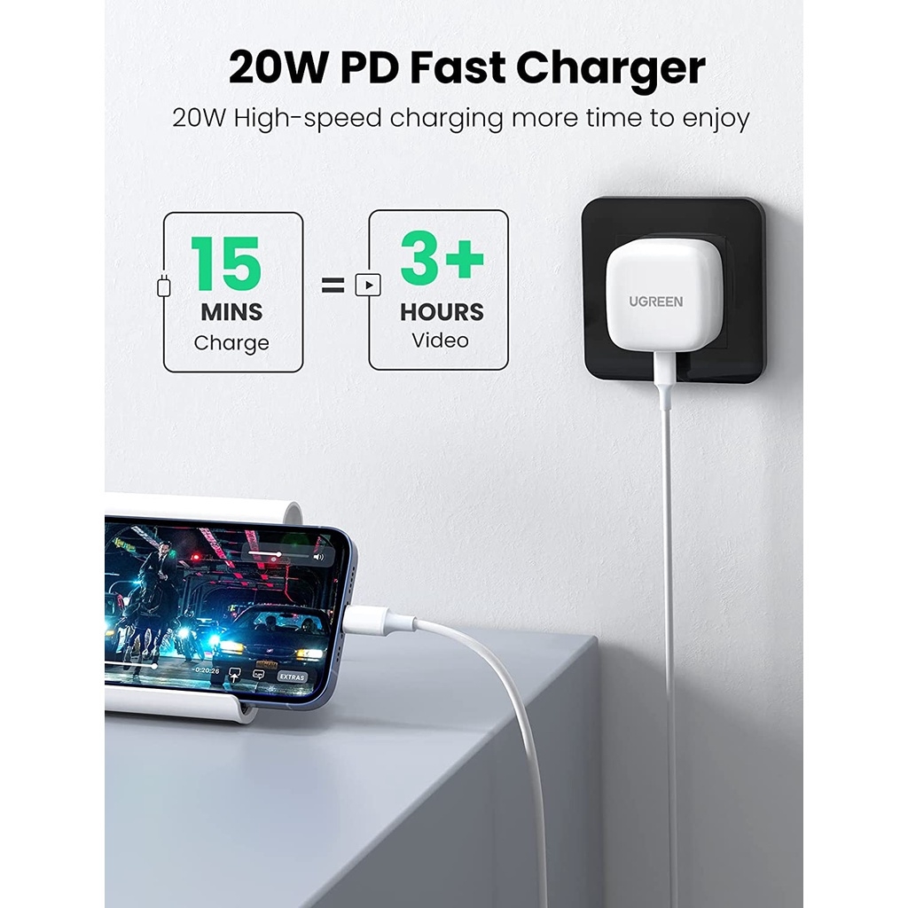 UGREEN PD 20W USB C Adapter Fast Charger QC Charger iPhone