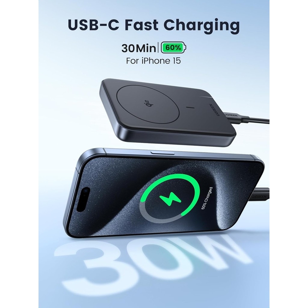 UGREEN 10000mAh 15W Wireless Power Bank Qi2 Magnetic Powerbank 30W
