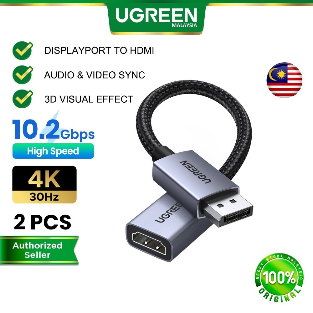 UGREEN DisplayPort to HDMI Cable 4K 30Hz HDCP Unidirectional