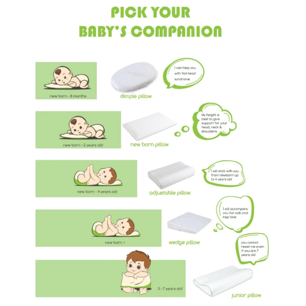 Comfy Baby Purotex Junior Pillow and Newborn Wedge Pillow with bamboo fiber cover