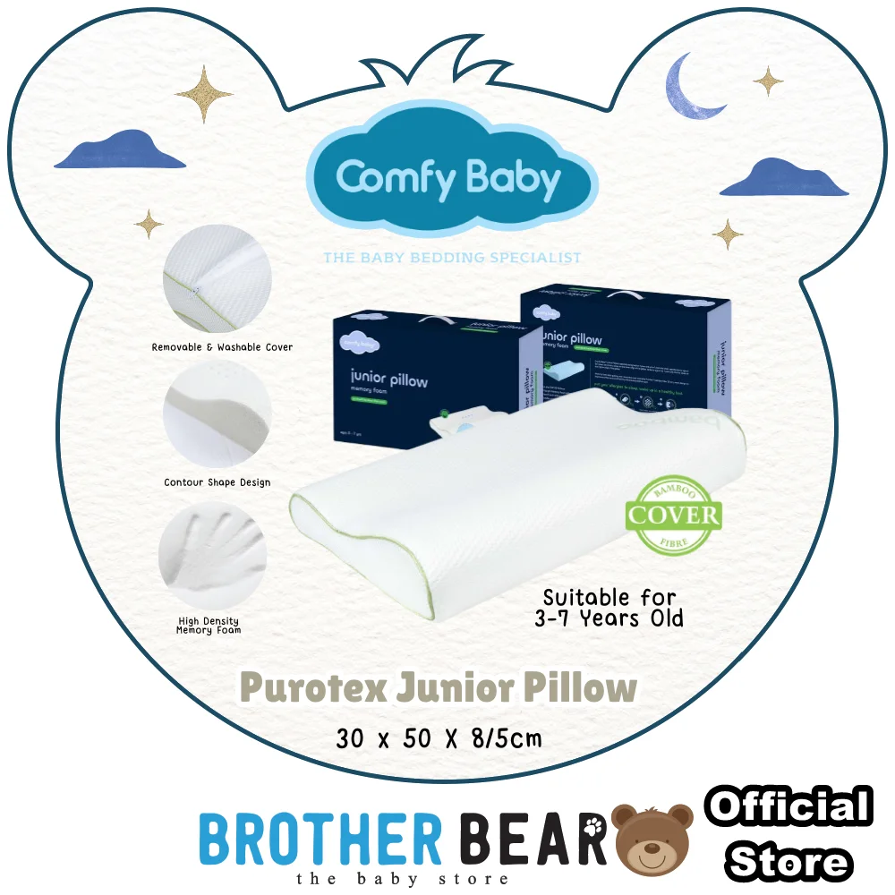 Comfy Baby Purotex Junior Pillow and Newborn Wedge Pillow with bamboo fiber cover